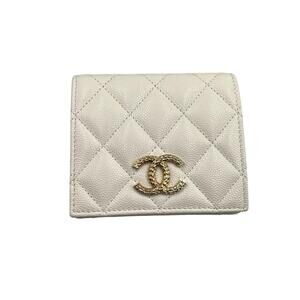 Chanel CHANEL Bi-fold Wallet Coco Mark Mini White Women's